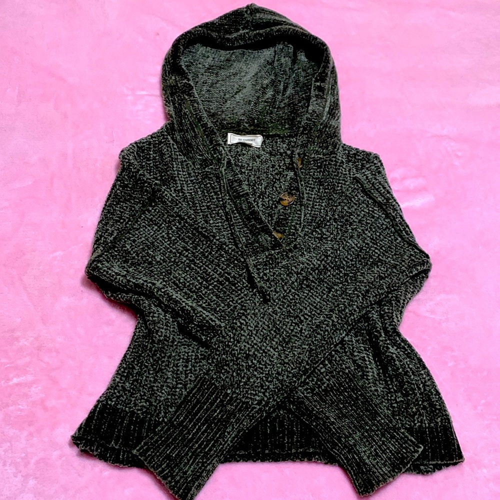 No comment LA NY hooded green sweater size M